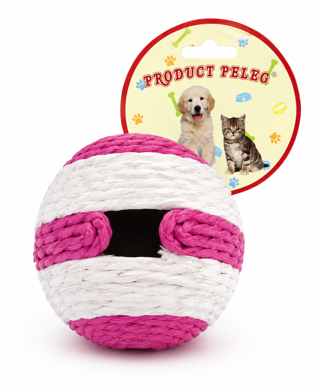 כדור קלוע ורוד-לבן לכלבים וחתולים — Product Peleg