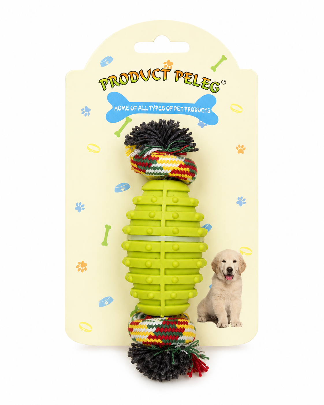 צעצוע גומי ירוק עם חבל צבעוני — Product Peleg