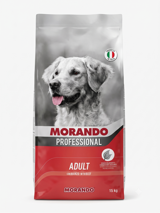 Morando Professional מורנדו בקר לכלבים בוגרים (15 ק"ג) - קלאסיקה איטלקית מלאה באנרגיה!