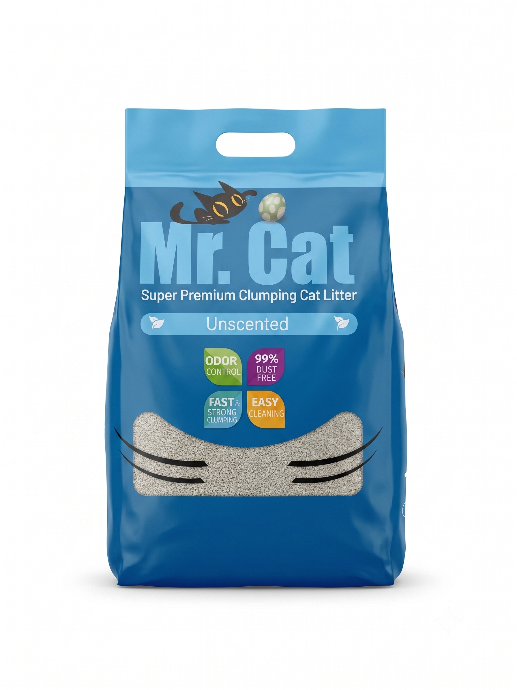 חול לחתולים מתגבש סופר פרימיום Mr. Cat - ללא ריח (Unscented)