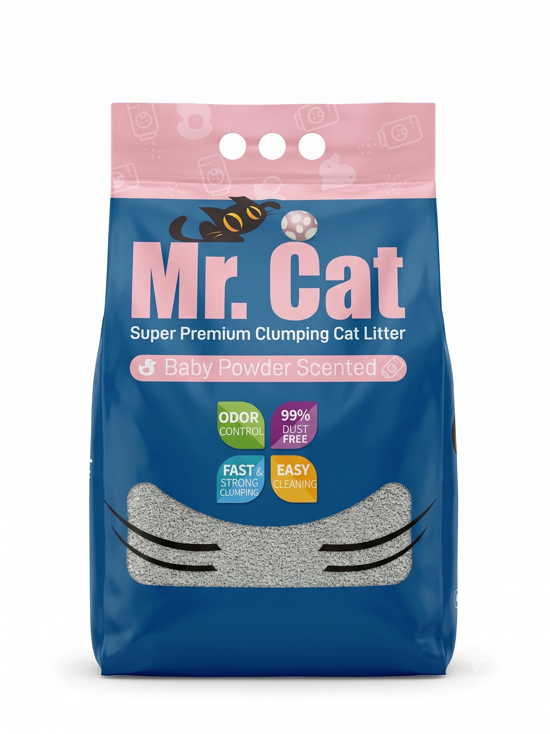 חול מתגבש סופר פרימיום Mr. Cat - ריח בייבי פאוודר
